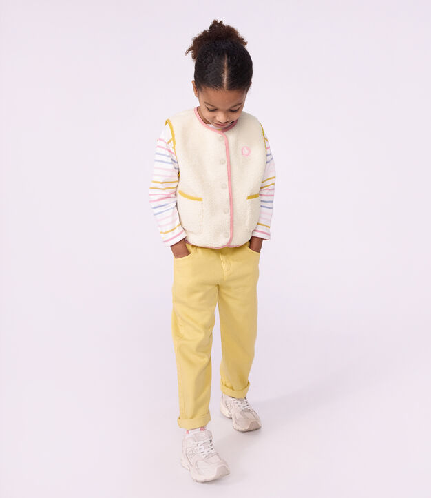 Children's sleeveless plain sherpa cardigan MILK