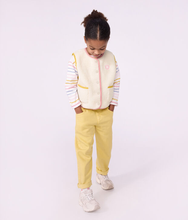 Children's sleeveless plain sherpa cardigan MILK