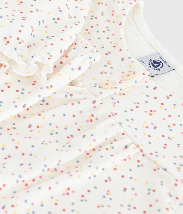 Children's spotty printed cotton pyjamas white/multicolor