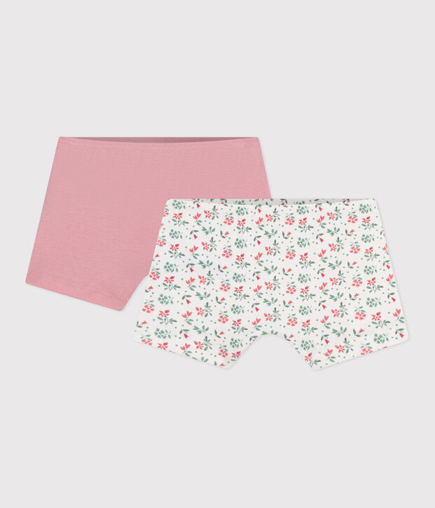 Children's floral-patterned long cotton shorties - 2-pack multicolor