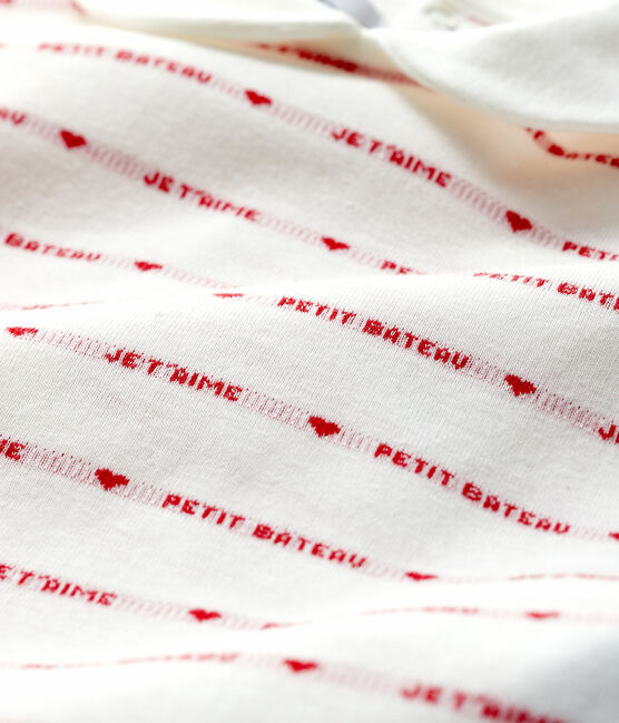 Petit Bateau Baby Girls' Sleepsuit with Woven "Je t'aime" MARSHMALLOW white/TERKUIT red