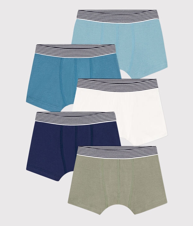 Boys' Plain Cotton Boxer Shorts - Pack of 5 multicolor
