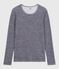 Women's long-sleeved striped wool and cotton T-shirt SOIR blue/MARSHMALLOW