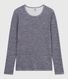 Women's long-sleeved striped wool and cotton T-shirt