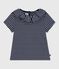 Children's stripy short-sleeved T-shirt SMOKING blue/MARSHMALLOW white