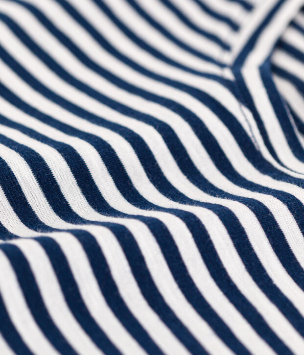 Women's Straight Round-Neck Cotton T-Shirt blue/white