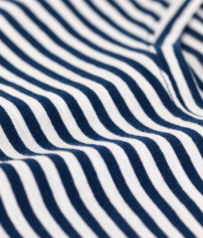 Women's Straight Round-Neck Cotton T-Shirt MEDIEVAL blue/MARSHMALLOW white