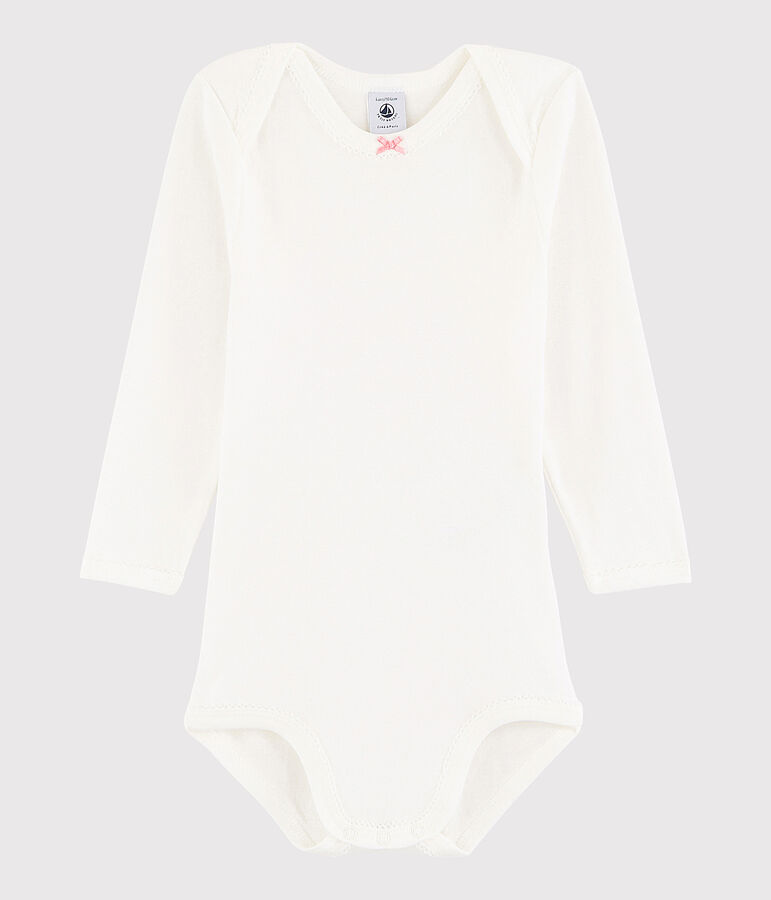 Baby Girls' Long-Sleeved Bodysuit white