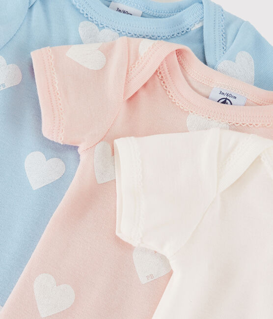 Baby Girls' Pastel Short-Sleeved Organic Cotton Bodysuits - 3-Pack variante 1
