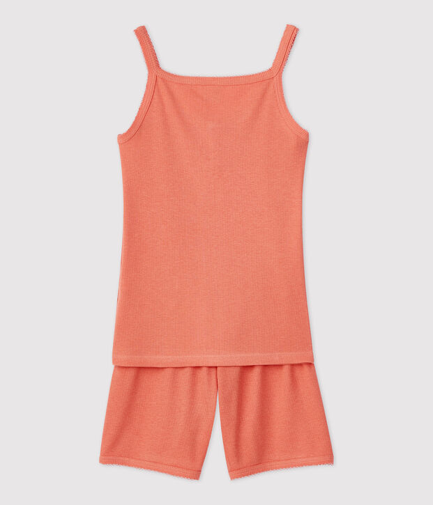 Girls' Plain Papaya Cotton and Tencel Short Pyjamas pink