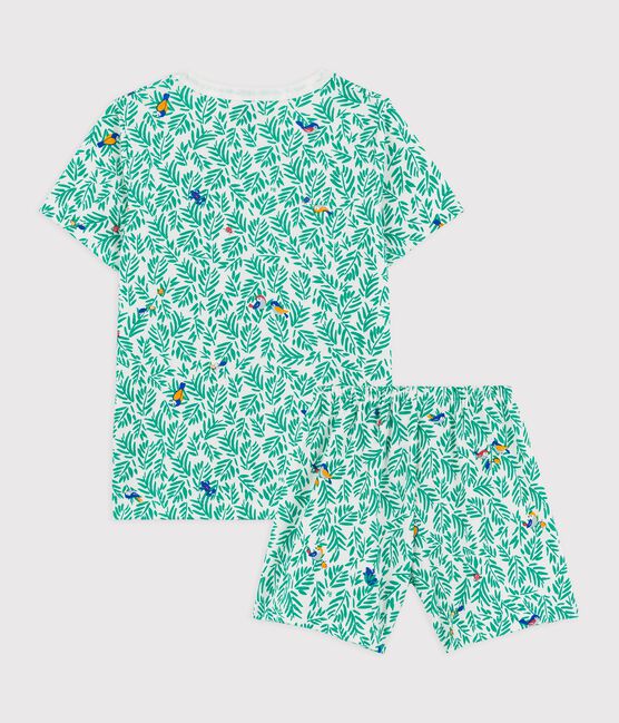 Boys' Plant Print Cotton Short Pyjamas MARSHMALLOW white/MULTICO white