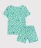Boys' Plant Print Cotton Short Pyjamas MARSHMALLOW white/MULTICO white
