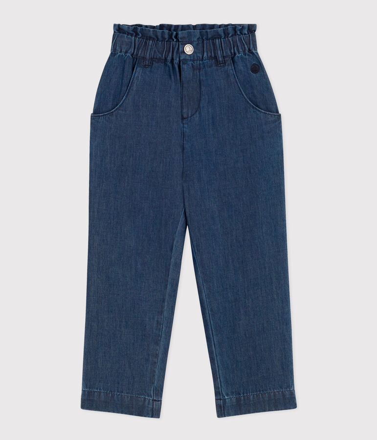 Girls' Lightweight Straight-Fit Denim Trousers DENIM blue