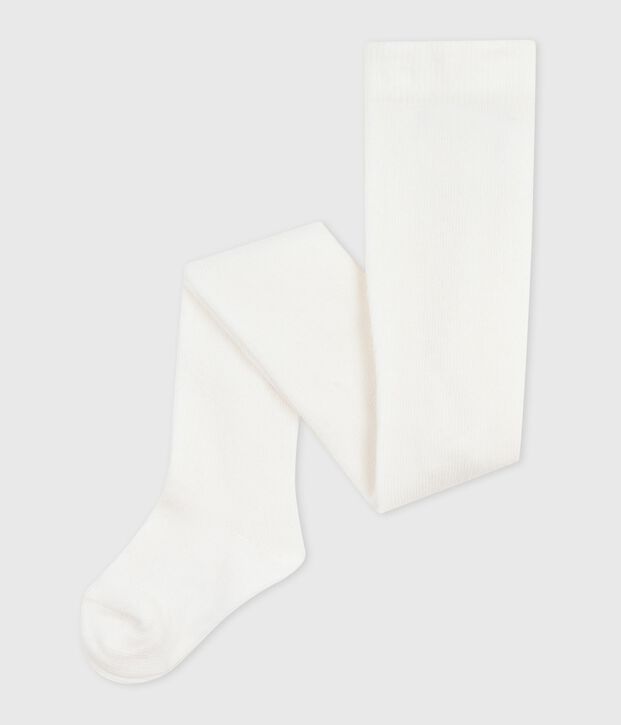 Plain cotton tights for babies white