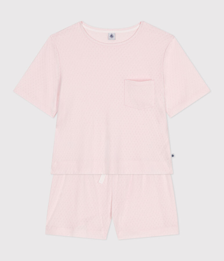 Women's short-sleeved short cotton pyjamas pink