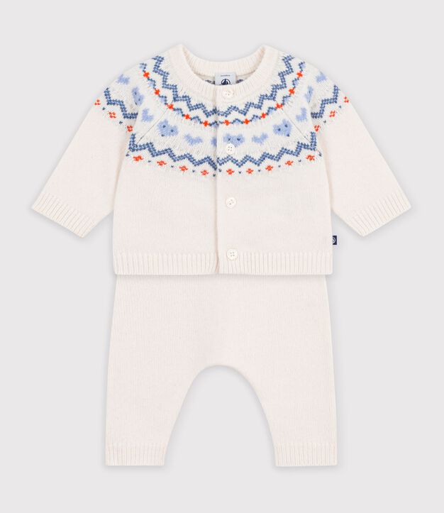 Jacquard knit outfit for babies blue/blue