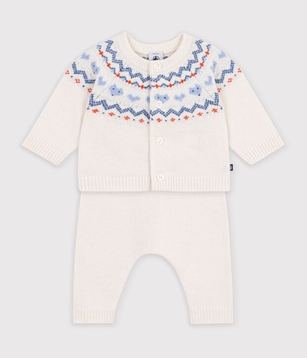 Jacquard knit outfit for babies blue/blue