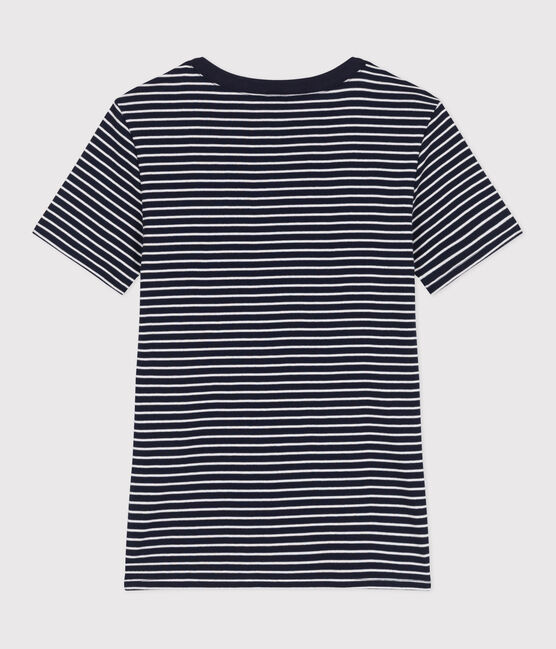 Women's Iconic striped cotton T-Shirt SMOKING blue/MARSHMALLOW white