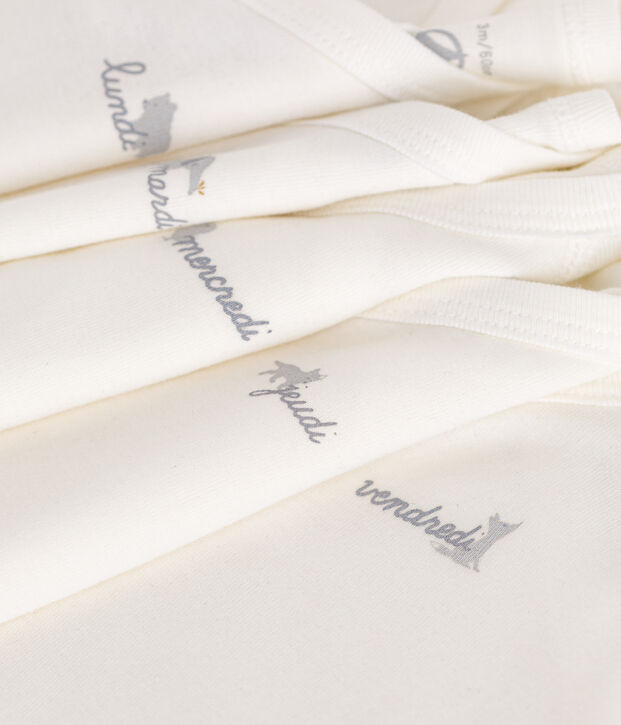 Babies' long-sleeved wrapover cotton bodysuits - 5-Pack multicolor