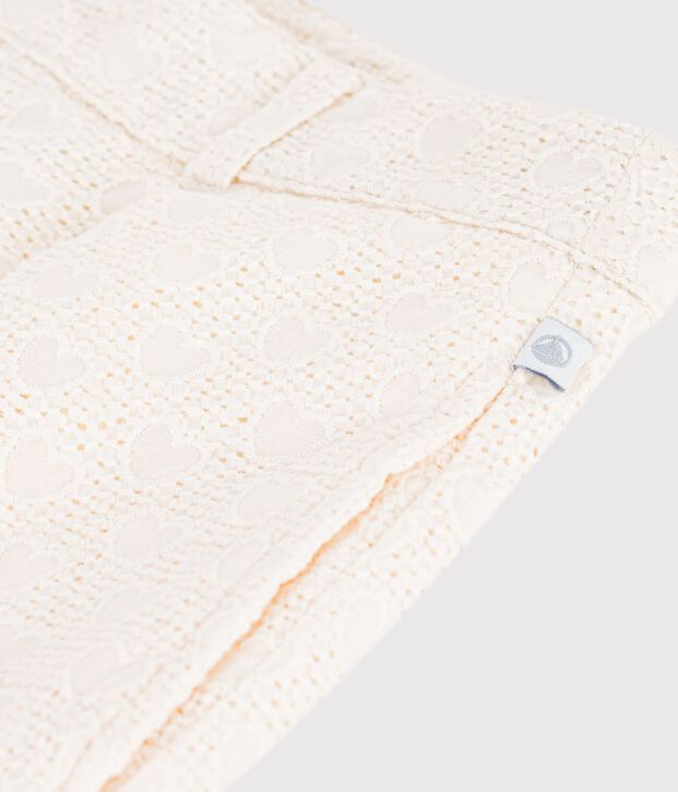 Children's cotton shorts with a heart motif white