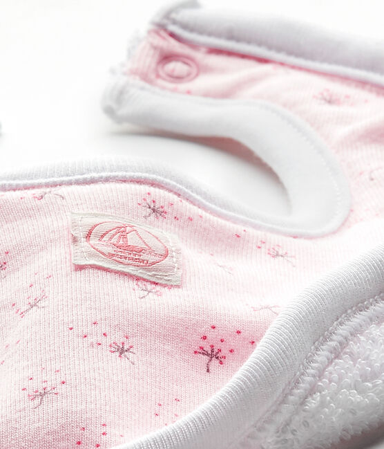 Baby's unisex printed bib VIENNE pink/MULTICO white