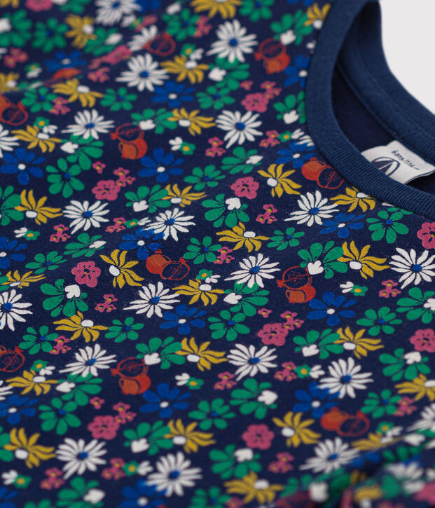 Girls' Lightweight Printed Jersey T-Shirt blue/multicolor