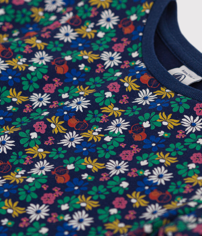 Girls' Lightweight Printed Jersey T-Shirt blue/multicolor