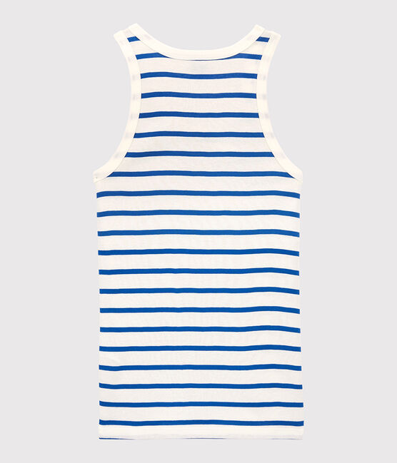 Women's Iconic Organic Cotton Vest Top MARSHMALLOW white/DELFT blue
