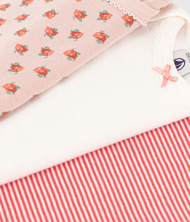 Babies' Short-Sleeved Floral Cotton Bodysuits - 3-Pack multicolor