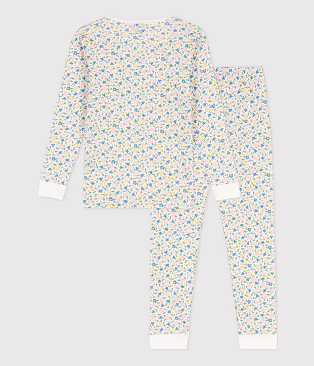 Girls' Snugfit Cotton Pyjamas white/multicolor