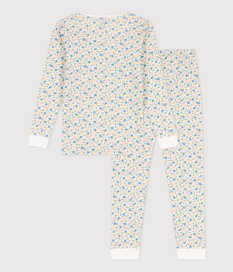 Girls' Snugfit Cotton Pyjamas MARSHMALLOW white/MULTICO white