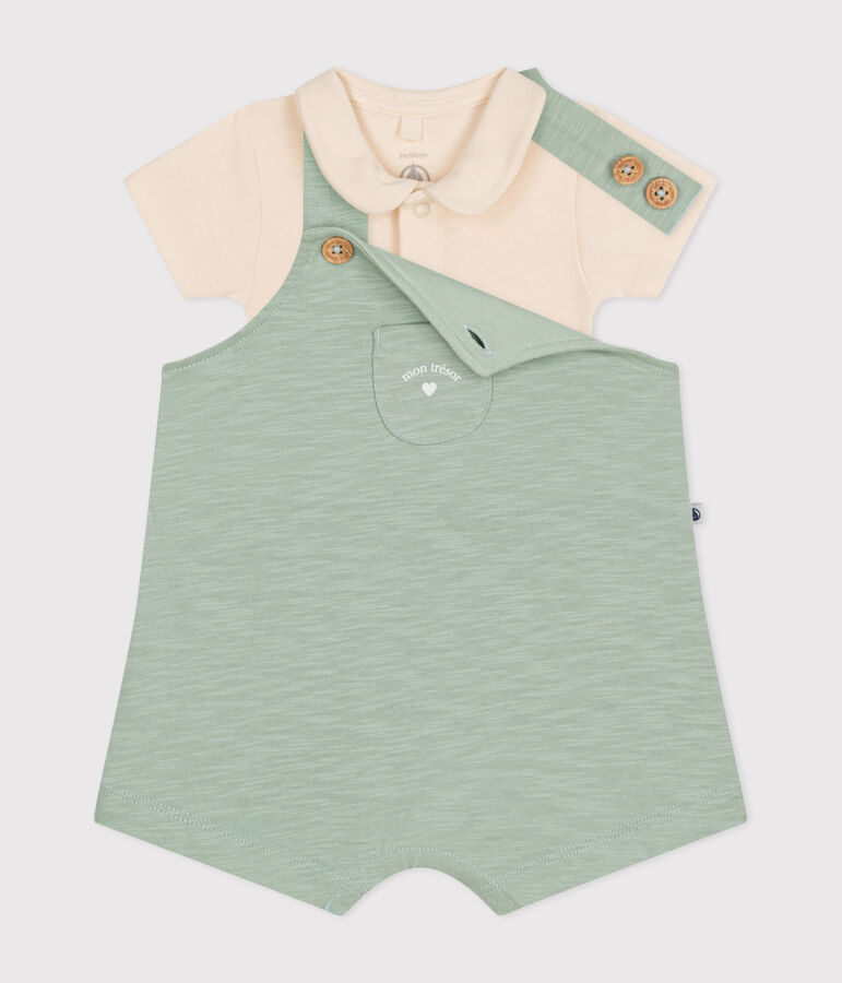 Babies' Slub Jersey Dungaree Set green