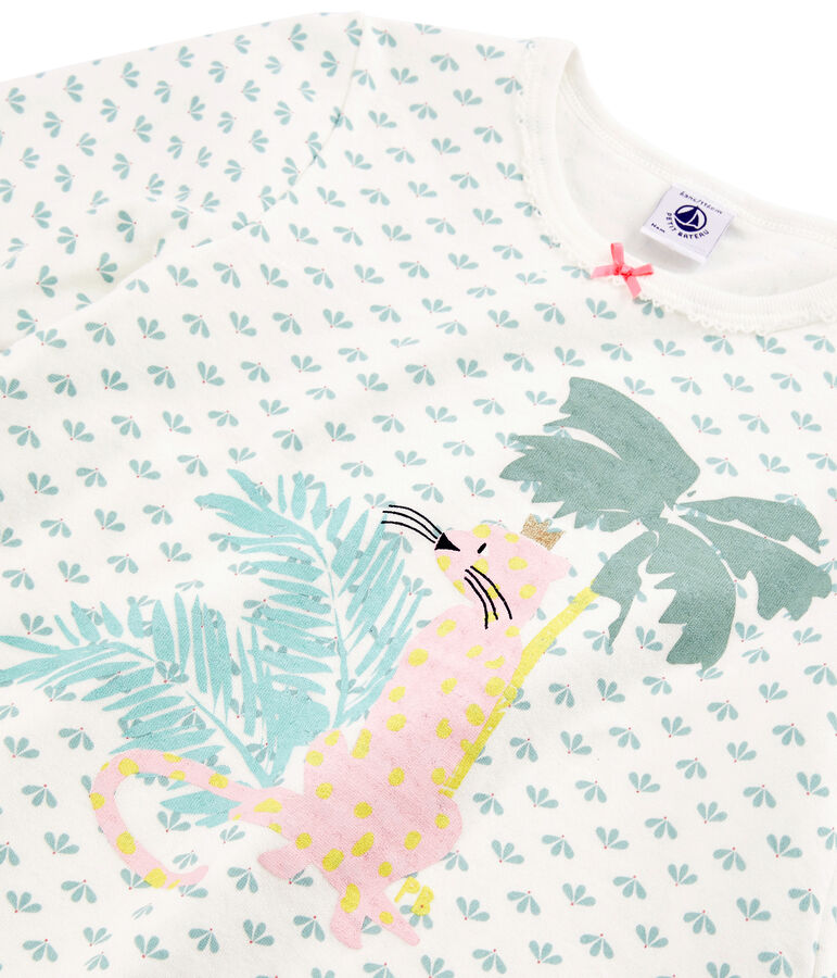 Girls' Tube Knit Pyjamas MARSHMALLOW white/MULTICO white