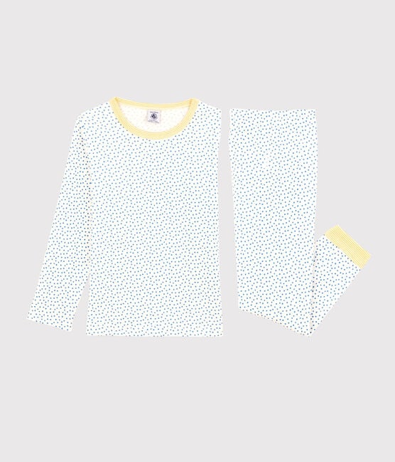 Unisex Patterned Organic Cotton Pyjamas MARSHMALLOW white/BRASIER blue