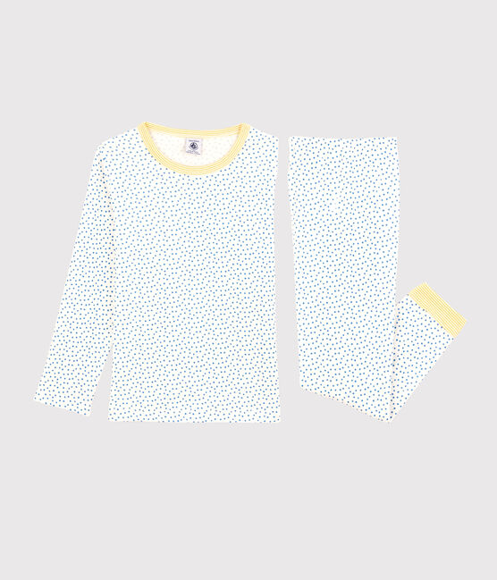 Unisex Patterned Organic Cotton Pyjamas MARSHMALLOW white/BRASIER blue