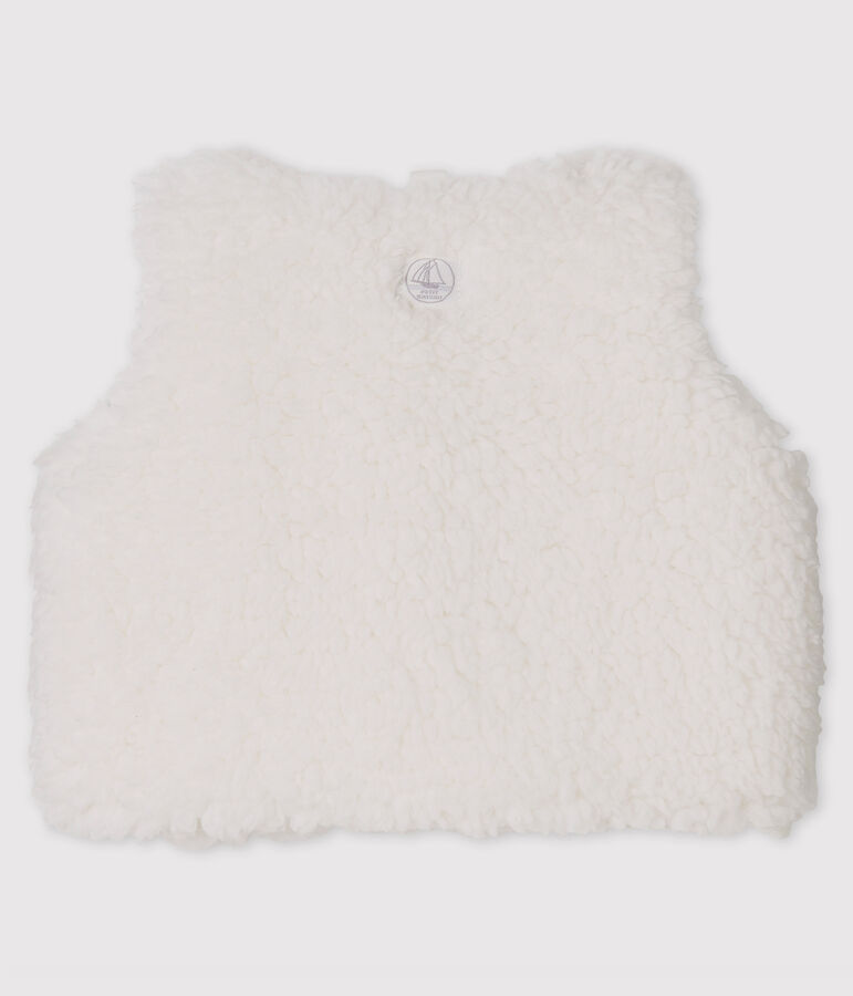 Babies' Sleeveless Sherpa Cardigan white
