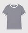 Women's short-sleeved stripy cotton T-shirt blue/white