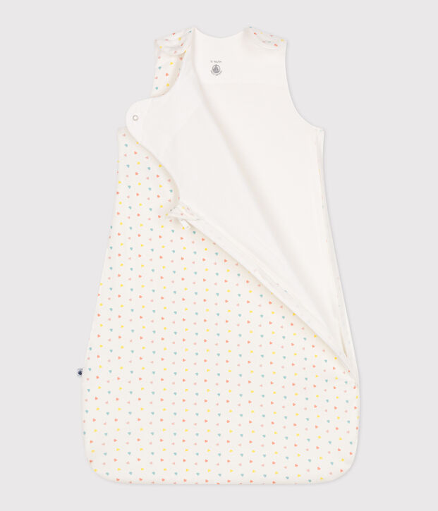 Baby sleeping bag in printed cotton TOG 1.5 white/multicolor