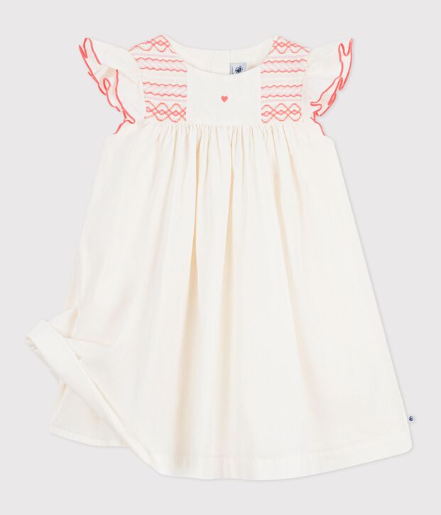 Children's short-sleeved cotton dress white