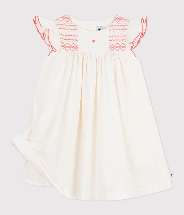 Children's short-sleeved cotton dress white