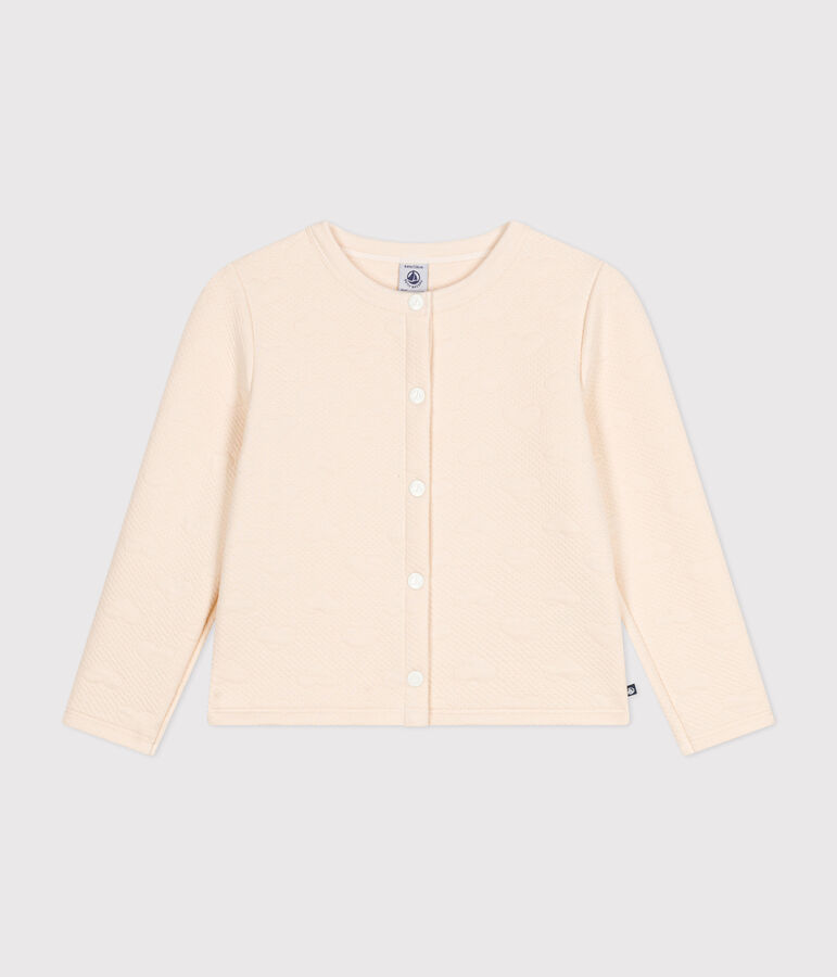 Girls' tube knit cardigan Ecru