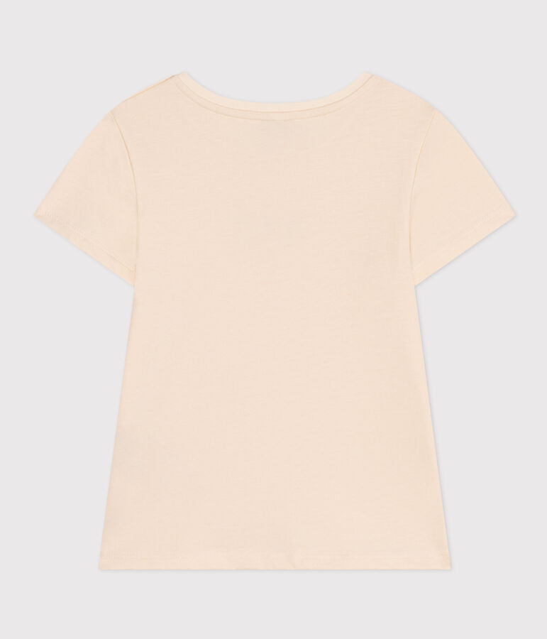 Girls' Lightweight Jersey T-Shirt Ecru/blue