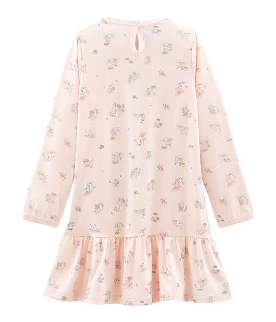 Girls' Fine Cotton Nightdress FLEUR pink/MULTICO white