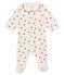 Baby girl's sleepsuit in brushed print soft cotton. MARSHMALLOW white/MULTICO white