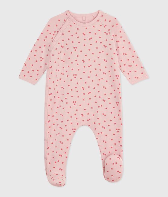 Babies' printed brushed fleece pyjama suit JOLI pink/MULTICO white