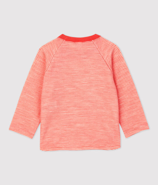 Babies' Wool/Cotton T-Shirt OURSIN orange/MARSHMALLOW white