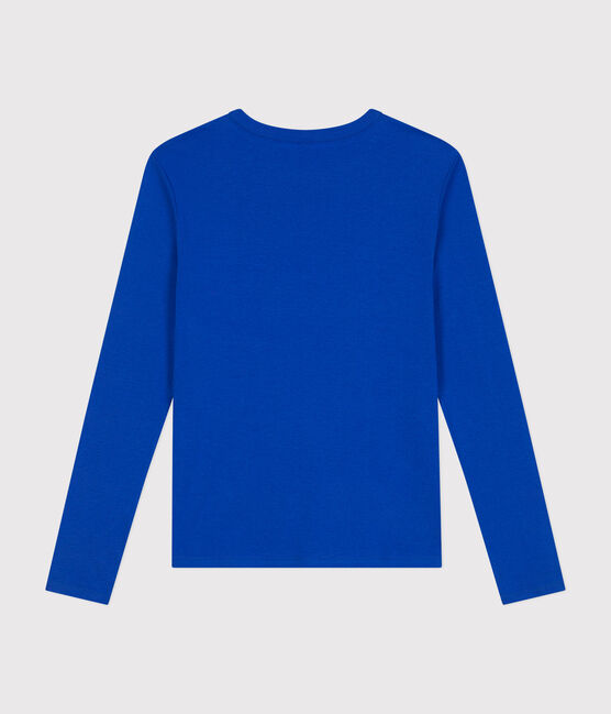 Women's plain rib knit long-sleeved Iconic T-shirt CALVIN blue