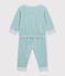 Babies' plain velour popper-free pyjamas green