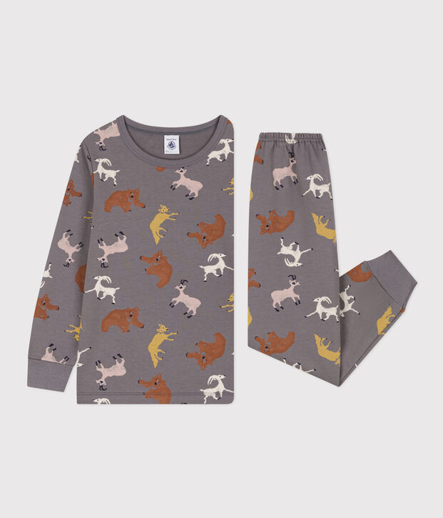 Children's Unisex Animal Fleece Pyjamas grey/multicolor