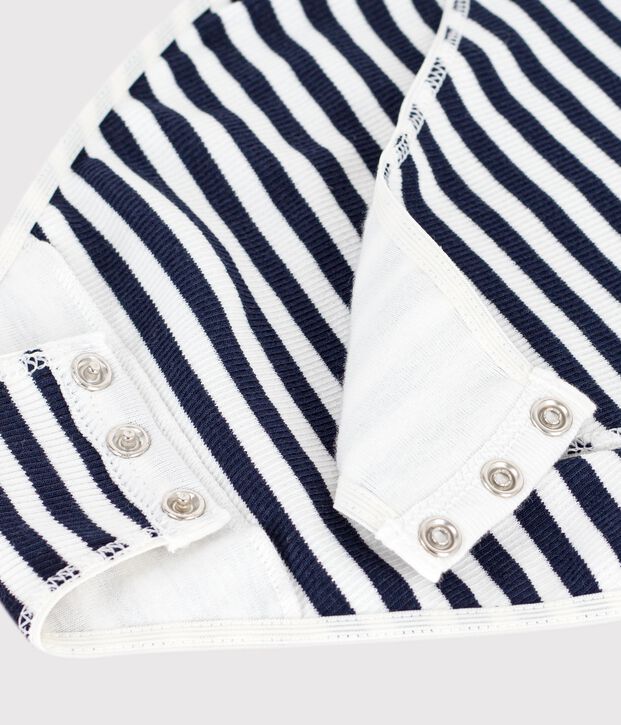 Women's short-sleeved stripy cotton body blue/white